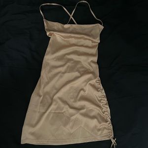 SHEIN SXY Draped Drawstring Side Lace Up Backless Satin Bodycon Dress